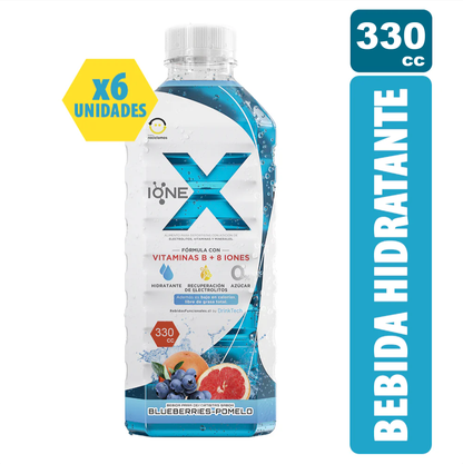 6 Botellas IONEX Sabor BlueBerry Pomelo 330cc