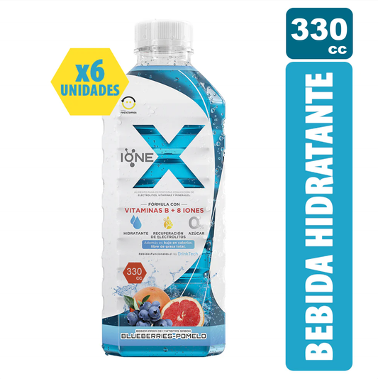 6 Botellas IONEX Sabor BlueBerry Pomelo 330cc