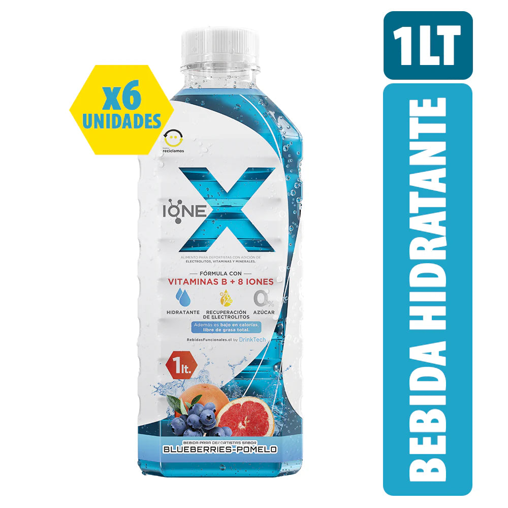 6 Botellas IONEX Sabor BlueBerry Pomelo
